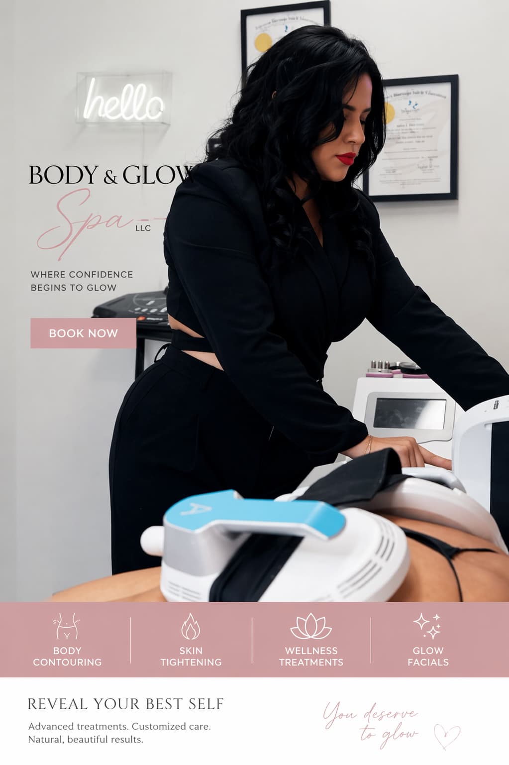 Lara Rahmani performing body contouring treatment at Body & Glow Spa